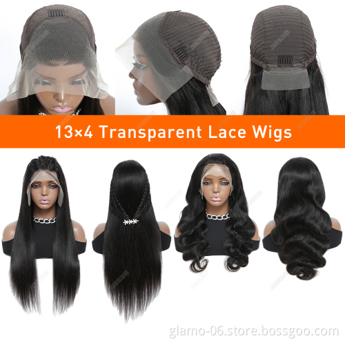 Wholesale 150% 180% Human Hair Wigs ,Brazilian HD Transparent Swiss 360 Full Lace Wig Vendors, Virgin Hair Lace Front Wigs